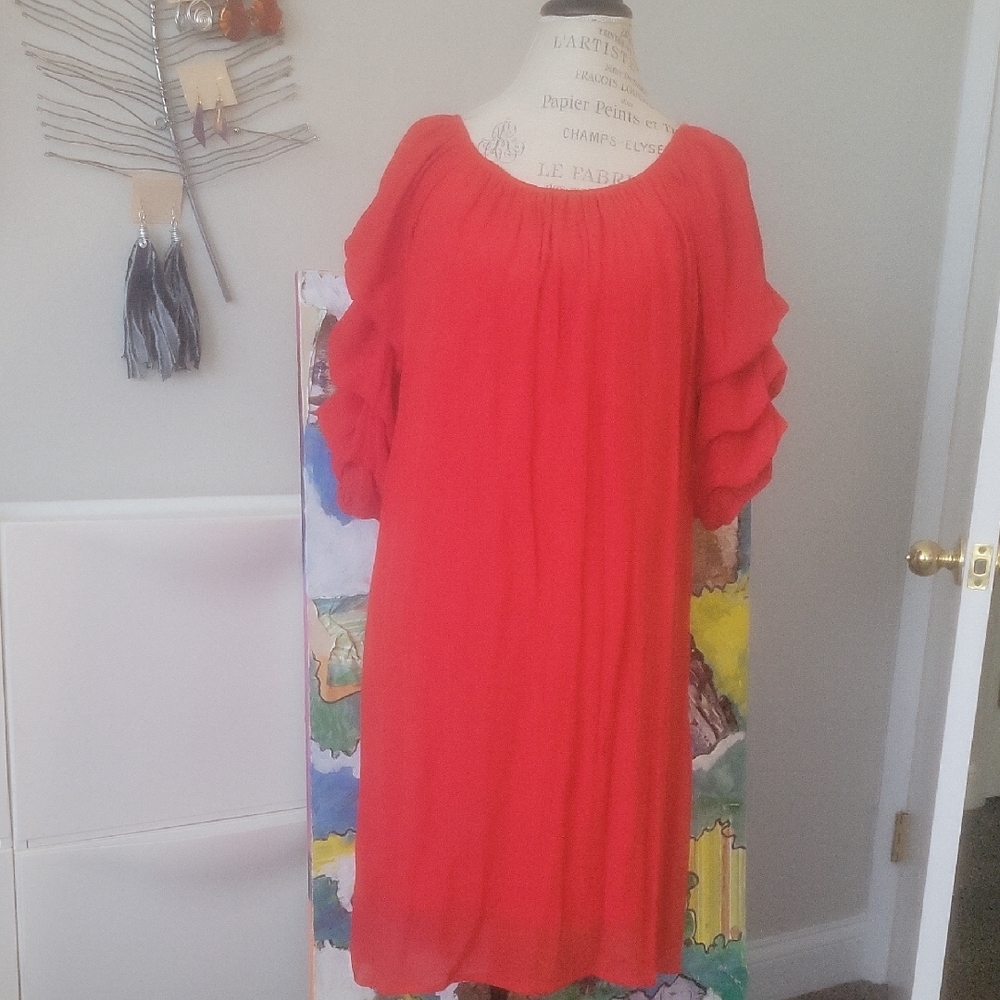 Chic Scarlet Long Sleeve Dress